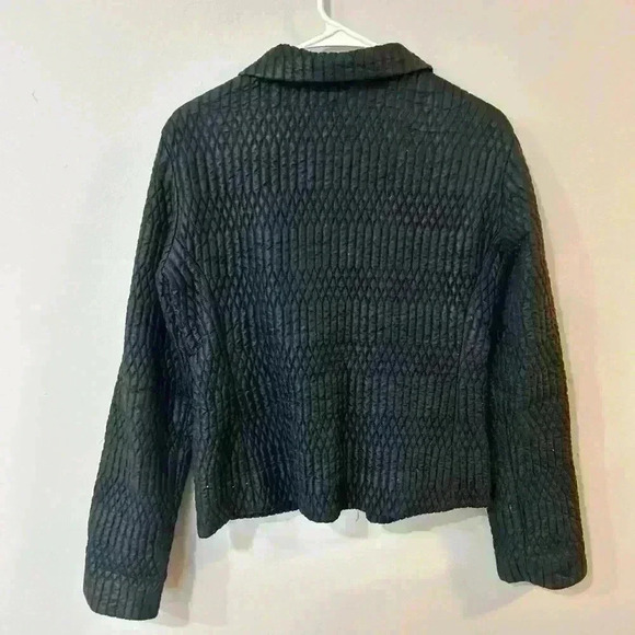 United Colors Of Benetton Black Pattern Lightweight Collar Jacket Size Small - Picture 3 of 4